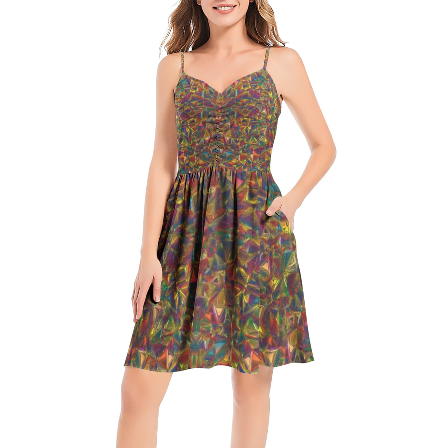 Dress Collection - Ruffle Hem Belted Halter Dress - Ovah Name Brand