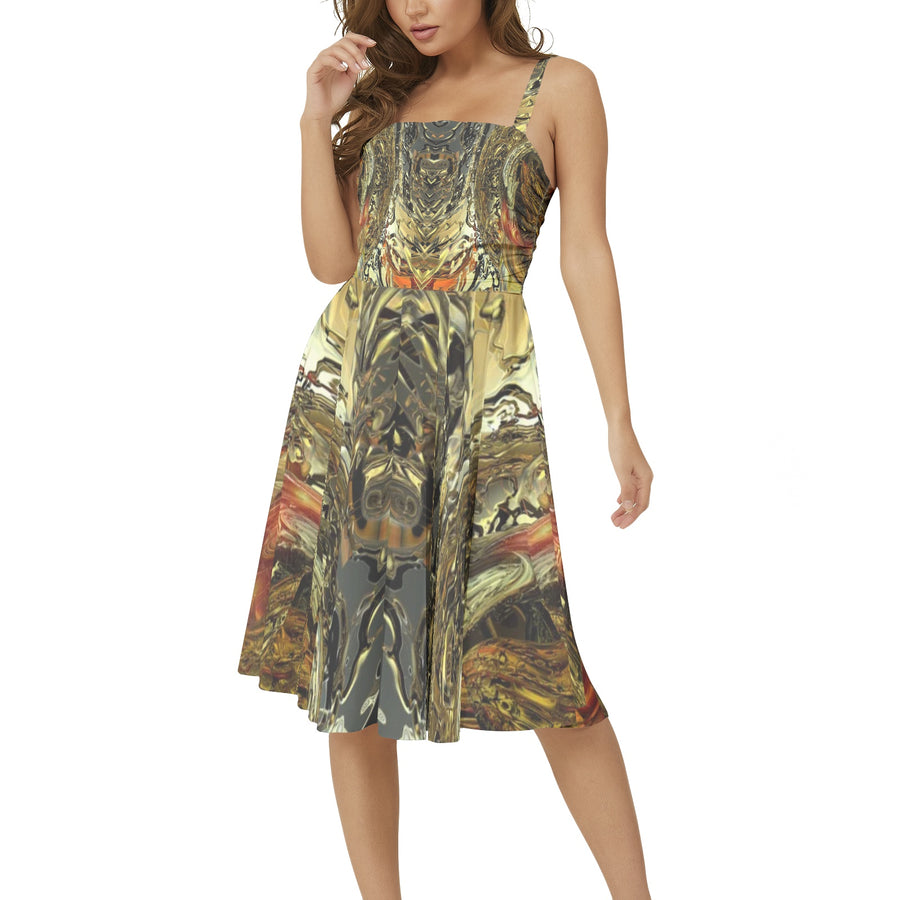 Dress Collection - Ruffle Hem Belted Halter Dress - Ovah Name Brand